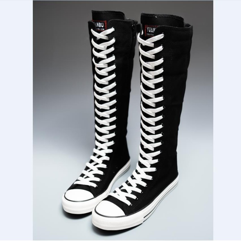 Knee High Boots Women - 2025 Yeni Yüksek Top Kanvas Ayakkabılar