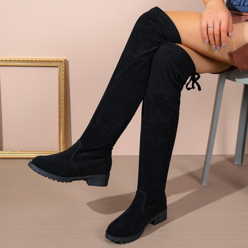 Sock Boot Women - Kadın Diz Üstü Çizmeler Süet Blok